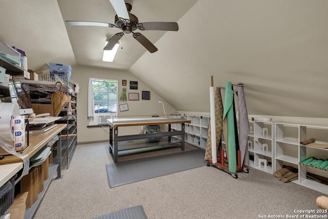 1780 Oak Frst, New Braunfels, TX 78132 - office space with ceiling fan, lofted ceiling, and carpet