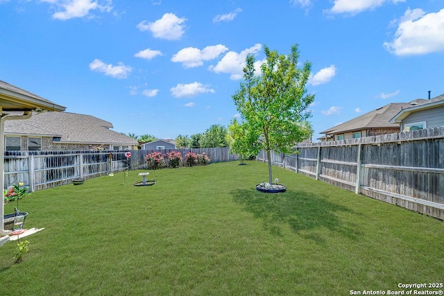 view of yard featuring a fenced backyard