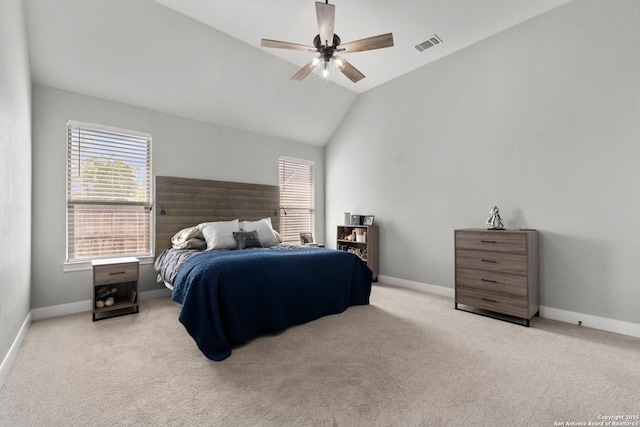 291 Strasbourg, Castroville, TX 78009 - bedroom with multiple windows, light colored carpet, baseboards, and lofted ceiling