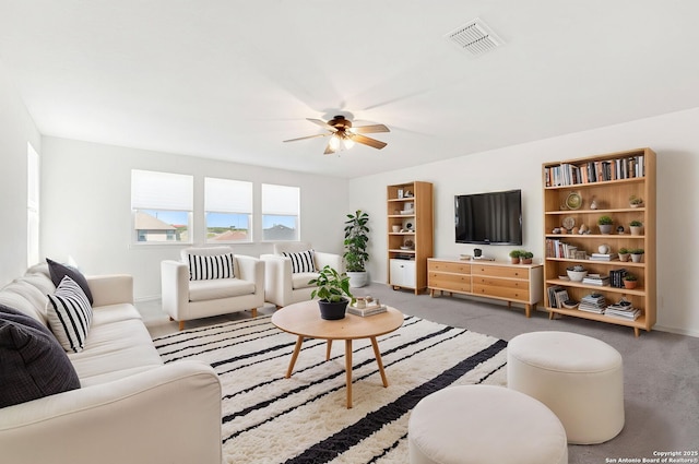 29991 Jove, Bulverde, TX 78163 - living area with visible vents, a ceiling fan, and carpet