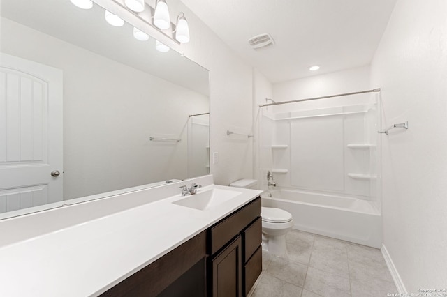 29991 Jove, Bulverde, TX 78163 - full bath with visible vents, toilet, shower / bathing tub combination, vanity, and tile patterned flooring