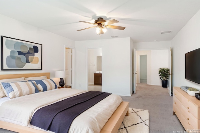 29991 Jove, Bulverde, TX 78163 - bedroom featuring light carpet, ceiling fan, baseboards, and visible vents