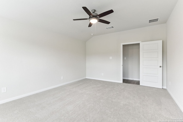 10214 King Robert, San Antonio, TX 78239 - carpeted spare room featuring a ceiling fan, vaulted ceiling, and baseboards