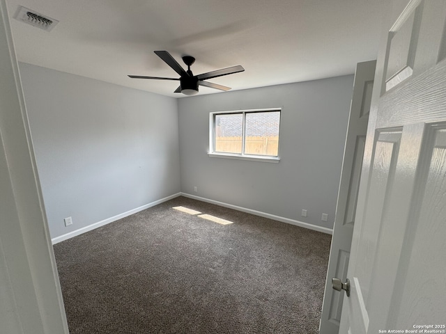 2410 Townbreeze, San Antonio, TX 78238 - unfurnished room featuring ceiling fan, baseboards, visible vents, and carpet floors