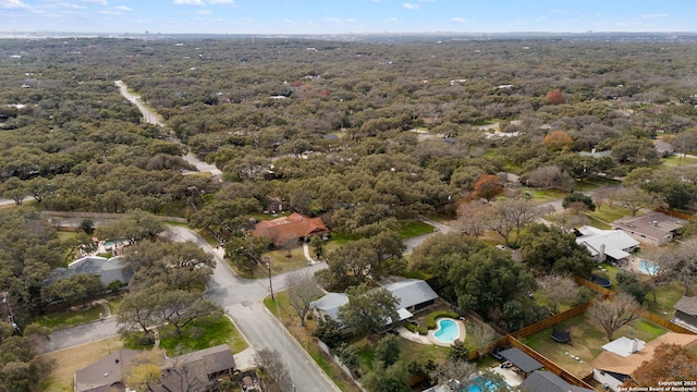 drone / aerial view with a forest view