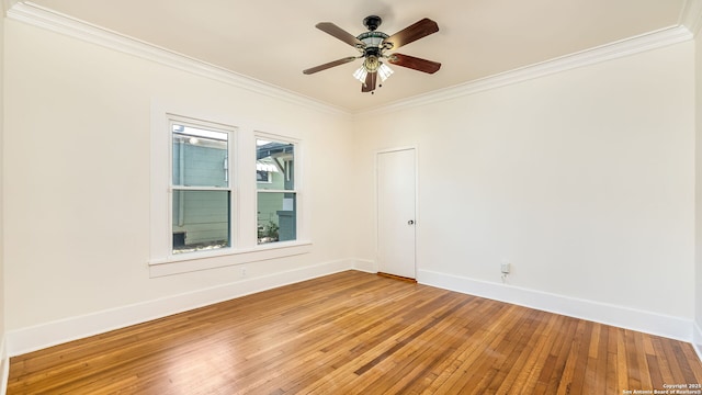 315 Carnahan, San Antonio, TX 78209 - unfurnished room with light wood-style floors, baseboards, crown molding, and a ceiling fan