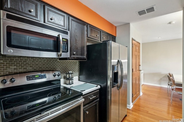 4111 Medical Dr Unit A 204, San Antonio, TX 78229 - kitchen featuring stainless steel appliances, backsplash, light wood finished floors, and baseboards