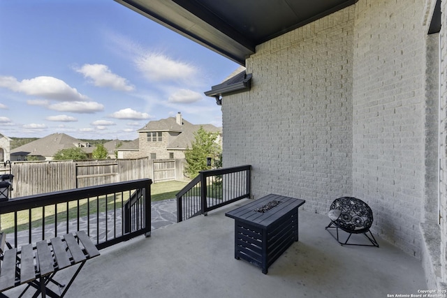 1105 Limestone, New Braunfels, TX 78132 - balcony with a patio area, a residential view, and an outdoor fire pit