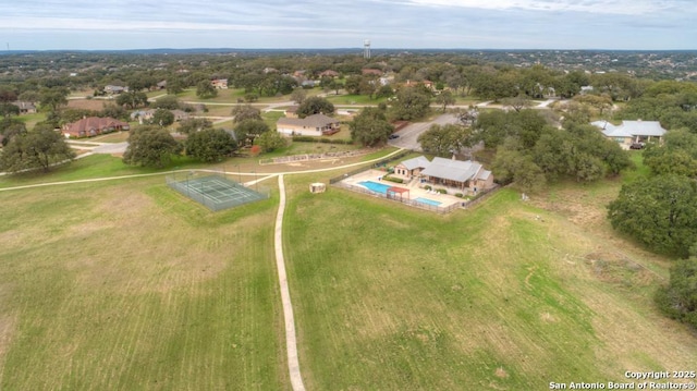 448 Summer Gln, New Braunfels, TX 78132 - aerial view of property and surrounding area featuring a pool