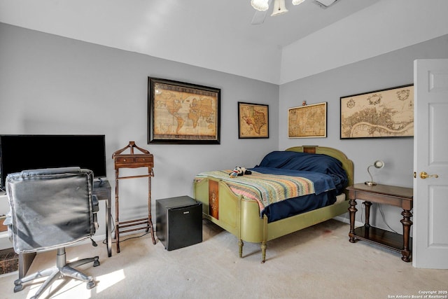 8114 Pimlico Ln, Boerne, TX 78015 - bedroom with ceiling fan, vaulted ceiling, and carpet floors
