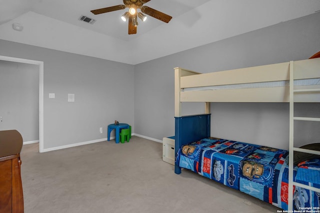 8114 Pimlico Ln, Boerne, TX 78015 - carpeted bedroom featuring visible vents, baseboards, and ceiling fan