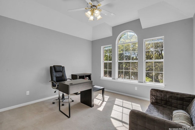 8114 Pimlico Ln, Boerne, TX 78015 - carpeted office space featuring ceiling fan and baseboards
