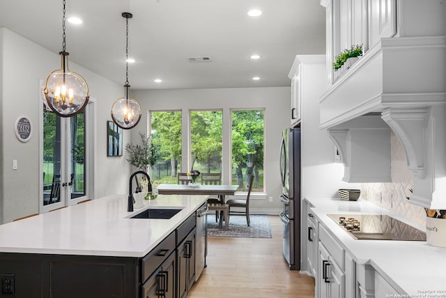 1064 Spanish Trl, New Braunfels, TX 78132 - kitchen featuring a sink, light countertops, recessed lighting, light wood finished floors, and stainless steel appliances