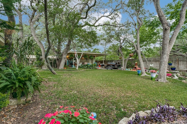 view of yard featuring a fenced backyard