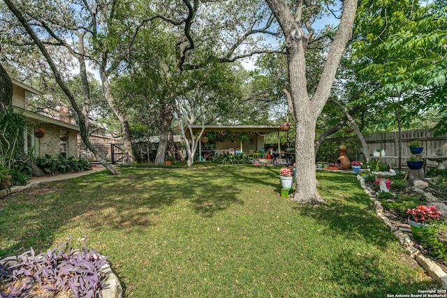 view of yard with a fenced backyard