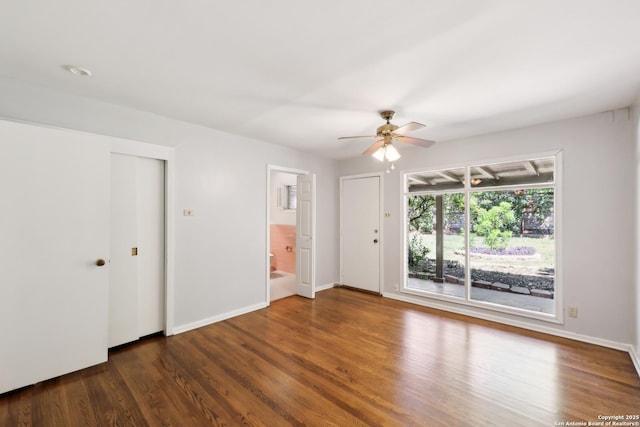 800 Eventide, Terrell Hills, TX 78209 - spare room featuring baseboards, ceiling fan, and wood finished floors