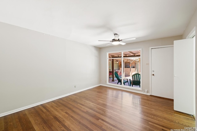 800 Eventide, Terrell Hills, TX 78209 - unfurnished room with baseboards, a ceiling fan, and wood finished floors