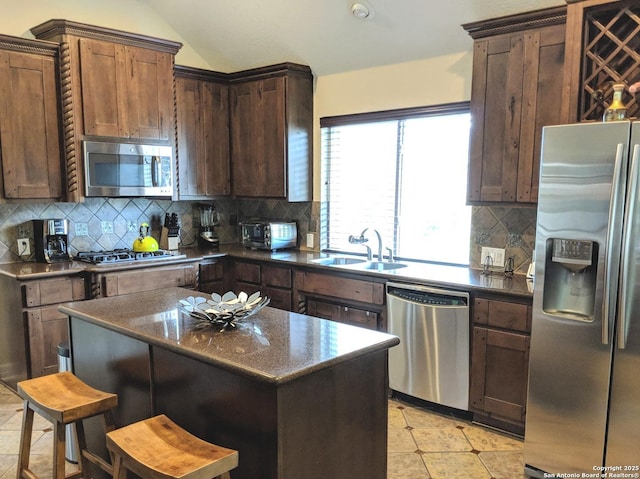 20918 Cactus Rdg, San Antonio, TX 78258 - kitchen with tasteful backsplash, a sink, and appliances with stainless steel finishes