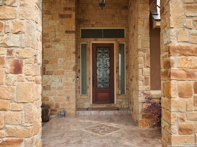 224 E Copper Trce, New Braunfels, TX 78132 - property entrance featuring stone siding