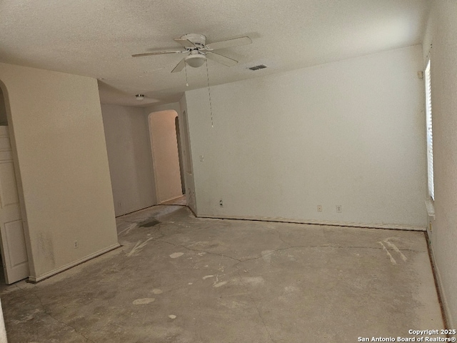 5334 Lowry Peterson, San Antonio, TX 78227 - spare room with arched walkways, visible vents, and a ceiling fan