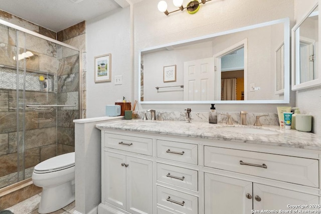 2047 Thicket Trail Dr, San Antonio, TX 78248 - full bath with a sink, toilet, double vanity, and a stall shower