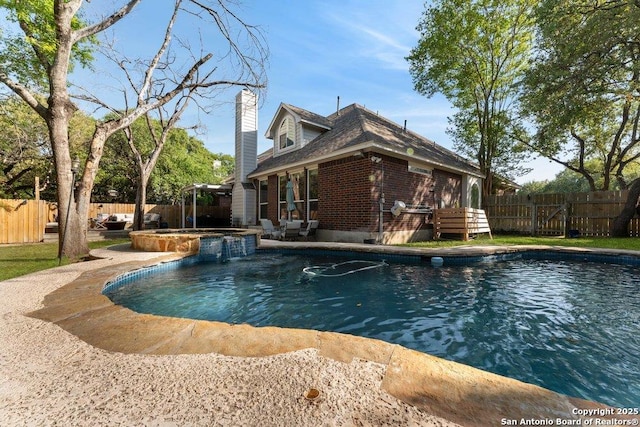 2047 Thicket Trail Dr, San Antonio, TX 78248 - view of swimming pool with a fenced backyard, a pool with connected hot tub, and a patio area