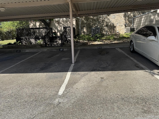 view of covered parking lot