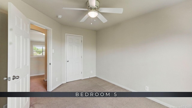 2441 Ibis, New Braunfels, TX 78130 - unfurnished bedroom featuring baseboards, a ceiling fan, and carpet flooring