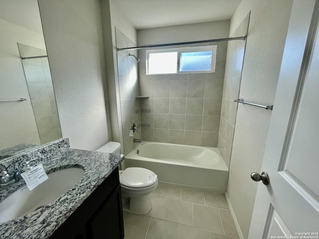 8131 Falcon Mdw, Converse, TX 78109 - full bathroom with toilet, tile patterned floors, vanity, and shower / washtub combination