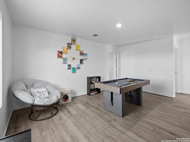 603 Vermilion, San Antonio, TX 78221 - playroom featuring visible vents, baseboards, wood finished floors, and pool table