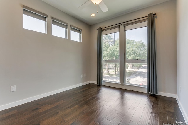 432 E Olmos, San Antonio, TX 78212 - unfurnished room with ceiling fan, baseboards, dark wood-style floors, and recessed lighting