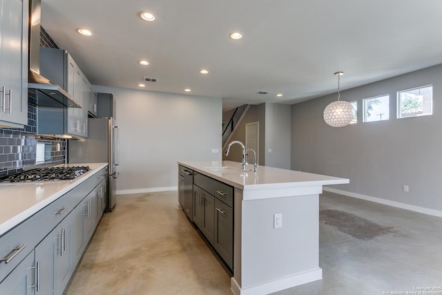 432 E Olmos, San Antonio, TX 78212 - kitchen featuring finished concrete flooring, recessed lighting, a sink, stainless steel appliances, and baseboards