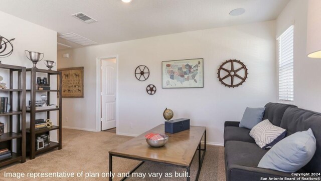 1147 Andean Emerald, San Antonio, TX 78253 - carpeted living area featuring visible vents and baseboards