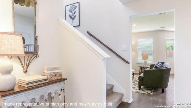 1147 Andean Emerald, San Antonio, TX 78253 - stairs with wood finished floors, baseboards, and visible vents