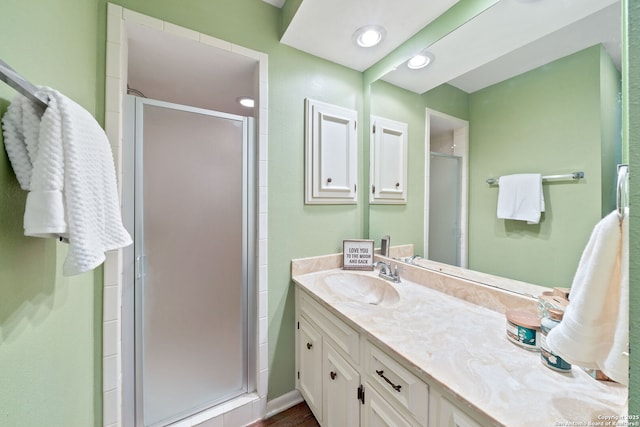 5359 Fredericksburg Rd Unit 808, San Antonio, TX 78229 - bathroom with vanity and a shower stall