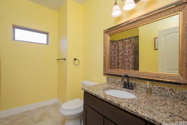 12307 Van De Carr, Helotes, TX 78023 - full bath featuring vanity, toilet, tile patterned floors, baseboards, and a shower with curtain