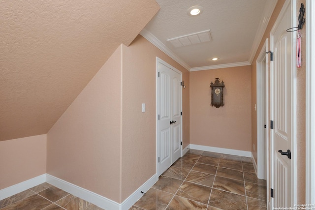 12307 Van De Carr, Helotes, TX 78023 - corridor featuring baseboards, a textured ceiling, and visible vents