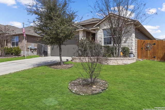 8018 Radiant Sunset, San Antonio, TX 78252 - single story home featuring concrete driveway, a front yard, fence, and an attached garage