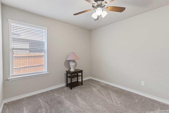 8018 Radiant Sunset, San Antonio, TX 78252 - empty room with ceiling fan, carpet flooring, and baseboards