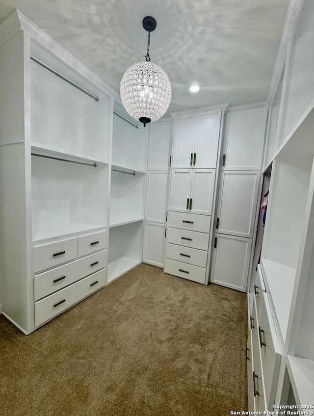 8118 Vanity, San Antonio, TX 78256 - spacious closet with carpet flooring and a chandelier