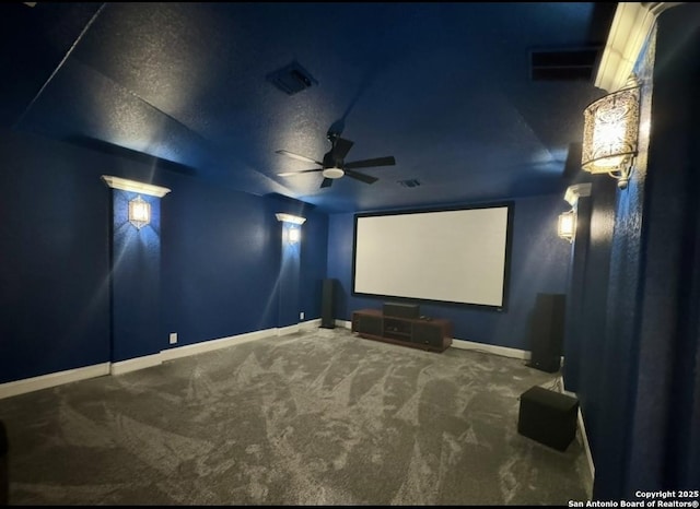 8118 Vanity, San Antonio, TX 78256 - carpeted cinema featuring baseboards, a ceiling fan, and visible vents