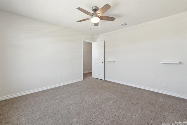 13506 Whisper Bnd, San Antonio, TX 78252 - empty room featuring carpet floors, baseboards, a ceiling fan, and visible vents