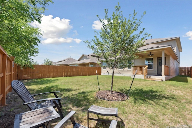 13506 Whisper Bnd, San Antonio, TX 78252 - view of yard featuring a fenced backyard and a ceiling fan