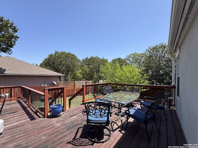 8418 Hera, Universal City, TX 78148 - wooden deck featuring fence and outdoor dining area