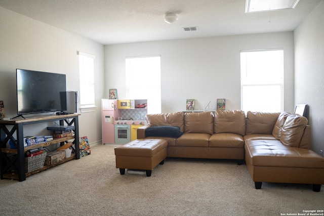 13511 Pickett, San Antonio, TX 78254 - living area with visible vents, attic access, and carpet floors