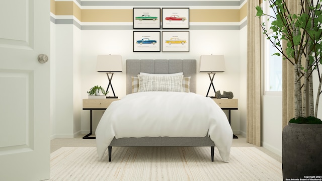 carpeted bedroom with baseboards