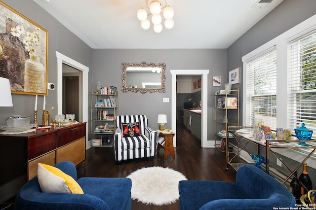 636 W Hollywood Ave, San Antonio, TX 78212 - interior space featuring a chandelier, visible vents, baseboards, and wood finished floors