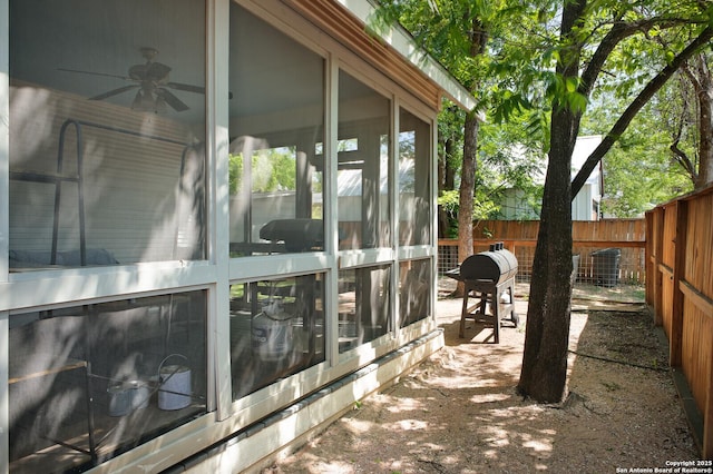 636 W Hollywood Ave, San Antonio, TX 78212 - view of patio / terrace with a fenced backyard, a sunroom, and area for grilling