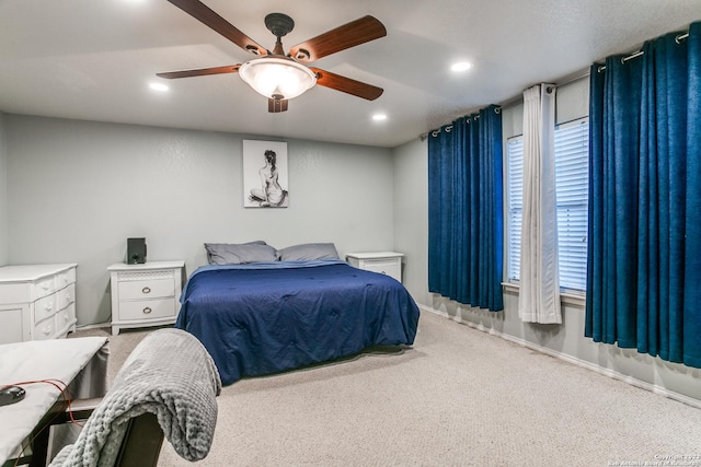 2230 Bedford Stage, San Antonio, TX 78213 - bedroom with recessed lighting, carpet, and a ceiling fan
