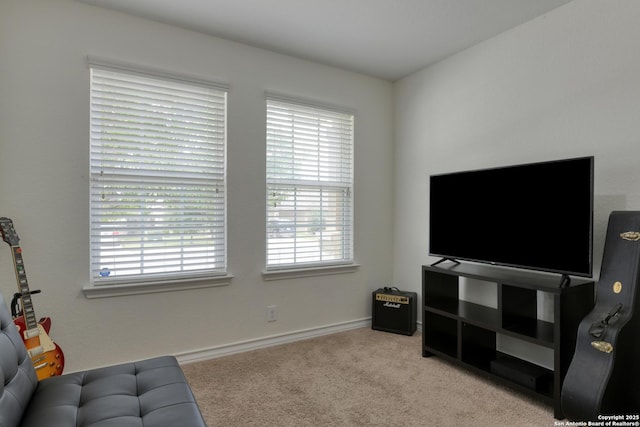 8732 Ironwood Hl, San Antonio, TX 78254 - carpeted living area with baseboards and a healthy amount of sunlight